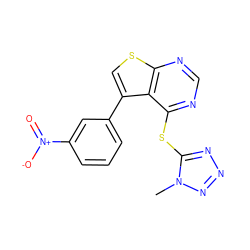 Cn1nnnc1Sc1ncnc2scc(-c3cccc([N+](=O)[O-])c3)c12 ZINC000036380188