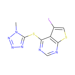 Cn1nnnc1Sc1ncnc2scc(I)c12 ZINC000036380204