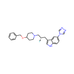 F[C@@H](Cc1c[nH]c2ccc(-n3cnnc3)cc12)CN1CCC(OCc2ccccc2)CC1 ZINC000001486819