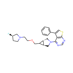 F[C@@H]1CCN(CCOCC2[C@@H]3CN(c4ncnc5scc(-c6ccccc6)c45)C[C@@H]23)C1 ZINC000146394591