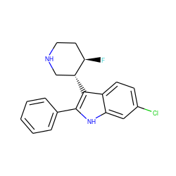 F[C@@H]1CCNC[C@H]1c1c(-c2ccccc2)[nH]c2cc(Cl)ccc12 ZINC000013862739