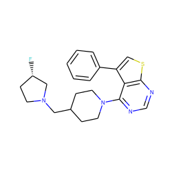 F[C@H]1CCN(CC2CCN(c3ncnc4scc(-c5ccccc5)c34)CC2)C1 ZINC000223059009