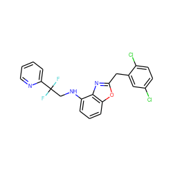 FC(F)(CNc1cccc2oc(Cc3cc(Cl)ccc3Cl)nc12)c1ccccn1 ZINC000028527907