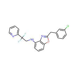 FC(F)(CNc1cccc2oc(Cc3cccc(Cl)c3)nc12)c1ccccn1 ZINC000028528304