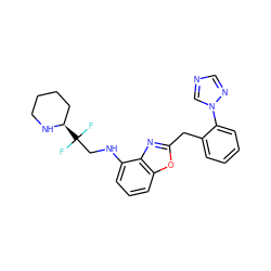 FC(F)(CNc1cccc2oc(Cc3ccccc3-n3cncn3)nc12)[C@@H]1CCCCN1 ZINC000028527902