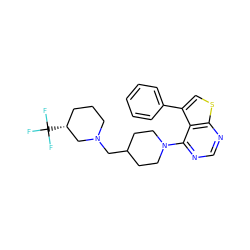 FC(F)(F)[C@@H]1CCCN(CC2CCN(c3ncnc4scc(-c5ccccc5)c34)CC2)C1 ZINC000146389018