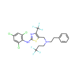 FC(F)(F)CCN(CCc1ccccc1)Cc1sc(Nc2c(Cl)cc(Cl)cc2Cl)nc1C(F)(F)F ZINC000028133806