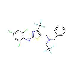 FC(F)(F)CN(Cc1ccccc1)Cc1sc(Nc2c(Cl)cc(Cl)cc2Cl)nc1C(F)(F)F ZINC000028138270