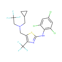 FC(F)(F)CN(Cc1sc(Nc2c(Cl)cc(Cl)cc2Cl)nc1C(F)(F)F)CC1CC1 ZINC000028138099