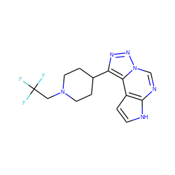 FC(F)(F)CN1CCC(c2nnn3cnc4[nH]ccc4c23)CC1 ZINC001772587048