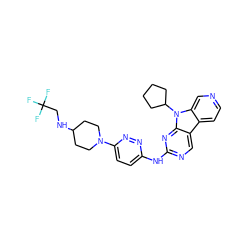 FC(F)(F)CNC1CCN(c2ccc(Nc3ncc4c5ccncc5n(C5CCCC5)c4n3)nn2)CC1 ZINC000169706906