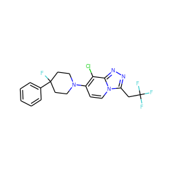 FC(F)(F)Cc1nnc2c(Cl)c(N3CCC(F)(c4ccccc4)CC3)ccn12 ZINC000095572319