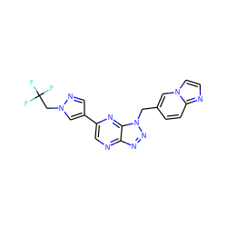 FC(F)(F)Cn1cc(-c2cnc3nnn(Cc4ccc5nccn5c4)c3n2)cn1 ZINC000149840760