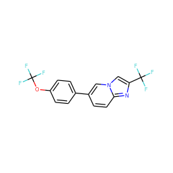 FC(F)(F)Oc1ccc(-c2ccc3nc(C(F)(F)F)cn3c2)cc1 ZINC000653833214