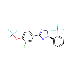 FC(F)(F)Oc1ccc(C2=NC[C@@H](c3ccccc3C(F)(F)F)N2)cc1Cl ZINC000028948591