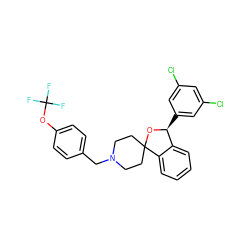 FC(F)(F)Oc1ccc(CN2CCC3(CC2)O[C@@H](c2cc(Cl)cc(Cl)c2)c2ccccc23)cc1 ZINC000073292523