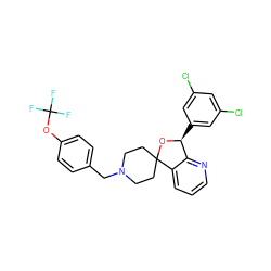 FC(F)(F)Oc1ccc(CN2CCC3(CC2)O[C@@H](c2cc(Cl)cc(Cl)c2)c2ncccc23)cc1 ZINC000073275871