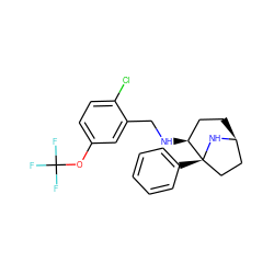 FC(F)(F)Oc1ccc(Cl)c(CN[C@H]2CC[C@H]3CC[C@@]2(c2ccccc2)N3)c1 ZINC000101037435