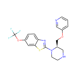 FC(F)(F)Oc1ccc2nc(N3CCNC[C@@H]3COc3cccnc3)sc2c1 ZINC000114580307