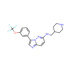 FC(F)(F)Oc1cccc(-c2cnc3ccc(NCC4CCNCC4)nn23)c1 ZINC000073293120