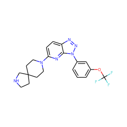 FC(F)(F)Oc1cccc(-n2nnc3ccc(N4CCC5(CCNC5)CC4)nc32)c1 ZINC000073275887