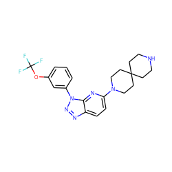 FC(F)(F)Oc1cccc(-n2nnc3ccc(N4CCC5(CCNCC5)CC4)nc32)c1 ZINC000073280944