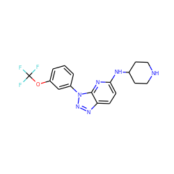 FC(F)(F)Oc1cccc(-n2nnc3ccc(NC4CCNCC4)nc32)c1 ZINC000073293325