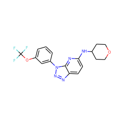 FC(F)(F)Oc1cccc(-n2nnc3ccc(NC4CCOCC4)nc32)c1 ZINC000073280683