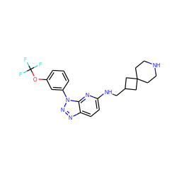 FC(F)(F)Oc1cccc(-n2nnc3ccc(NCC4CC5(CCNCC5)C4)nc32)c1 ZINC000073292590