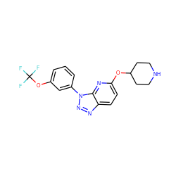 FC(F)(F)Oc1cccc(-n2nnc3ccc(OC4CCNCC4)nc32)c1 ZINC000073280945