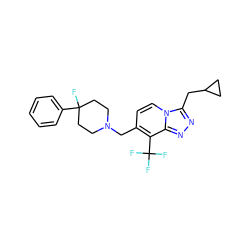 FC(F)(F)c1c(CN2CCC(F)(c3ccccc3)CC2)ccn2c(CC3CC3)nnc12 ZINC000114514125