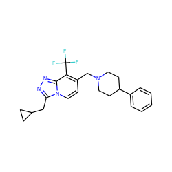 FC(F)(F)c1c(CN2CCC(c3ccccc3)CC2)ccn2c(CC3CC3)nnc12 ZINC000114509272