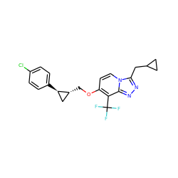 FC(F)(F)c1c(OC[C@@H]2C[C@H]2c2ccc(Cl)cc2)ccn2c(CC3CC3)nnc12 ZINC001772639345