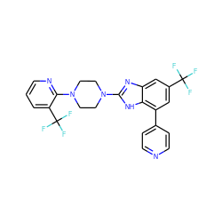 FC(F)(F)c1cc(-c2ccncc2)c2[nH]c(N3CCN(c4ncccc4C(F)(F)F)CC3)nc2c1 ZINC000035936473