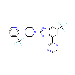 FC(F)(F)c1cc(-c2cnccn2)c2[nH]c(N3CCN(c4ncccc4C(F)(F)F)CC3)nc2c1 ZINC000038157642