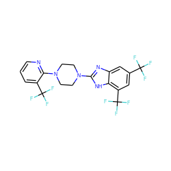 FC(F)(F)c1cc(C(F)(F)F)c2[nH]c(N3CCN(c4ncccc4C(F)(F)F)CC3)nc2c1 ZINC000038157648