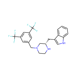 FC(F)(F)c1cc(CN2CCN[C@@H](Cc3c[nH]c4ccccc34)C2)cc(C(F)(F)F)c1 ZINC000022937526