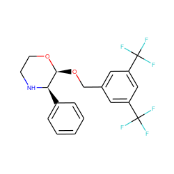 FC(F)(F)c1cc(CO[C@@H]2OCCN[C@@H]2c2ccccc2)cc(C(F)(F)F)c1 ZINC000013755699