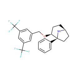 FC(F)(F)c1cc(CO[C@H]2CC[C@H]3CC[C@@]2(c2ccccc2)N3)cc(C(F)(F)F)c1 ZINC000101075231