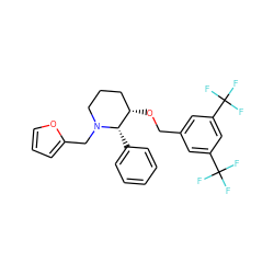 FC(F)(F)c1cc(CO[C@H]2CCCN(Cc3ccco3)[C@H]2c2ccccc2)cc(C(F)(F)F)c1 ZINC000003798586