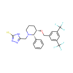 FC(F)(F)c1cc(CO[C@H]2CCCN(Cc3nnc(S)[nH]3)[C@H]2c2ccccc2)cc(C(F)(F)F)c1 ZINC000013757043