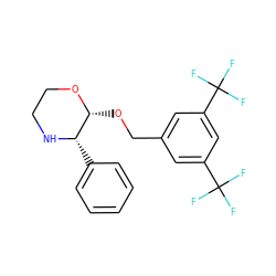 FC(F)(F)c1cc(CO[C@H]2OCCN[C@H]2c2ccccc2)cc(C(F)(F)F)c1 ZINC000013755697