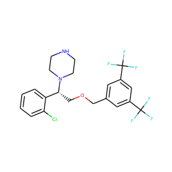 FC(F)(F)c1cc(COC[C@H](c2ccccc2Cl)N2CCNCC2)cc(C(F)(F)F)c1 ZINC000022926822