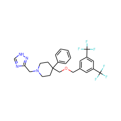 FC(F)(F)c1cc(COCC2(c3ccccc3)CCN(Cc3nc[nH]n3)CC2)cc(C(F)(F)F)c1 ZINC000013781991