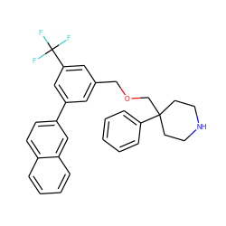 FC(F)(F)c1cc(COCC2(c3ccccc3)CCNCC2)cc(-c2ccc3ccccc3c2)c1 ZINC000144326145