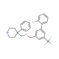 FC(F)(F)c1cc(COCC2(c3ccccc3)CCNCC2)cc(-c2ccccc2Cl)c1 ZINC000144366488