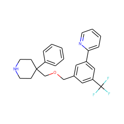 FC(F)(F)c1cc(COCC2(c3ccccc3)CCNCC2)cc(-c2ccccn2)c1 ZINC000201219056