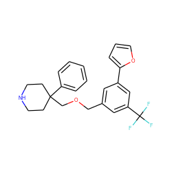 FC(F)(F)c1cc(COCC2(c3ccccc3)CCNCC2)cc(-c2ccco2)c1 ZINC000144554010