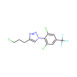 FC(F)(F)c1cc(Cl)c(-n2cc(CCCCl)nn2)c(Cl)c1 ZINC000028825631