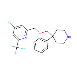 FC(F)(F)c1cc(Cl)cc(COCC2(c3ccccc3)CCNCC2)n1 ZINC000095587970